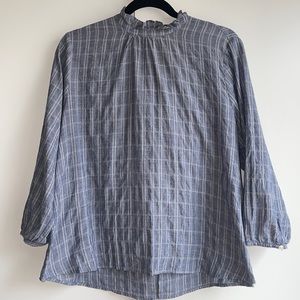 Pre-loved Birds of Paradise By Trovata Blue Cotton Ruffled Blouse Top M